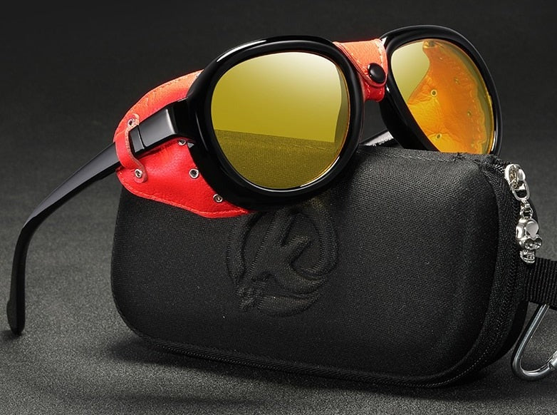 Night vision KDEAM Leather Steampunk sunglasses