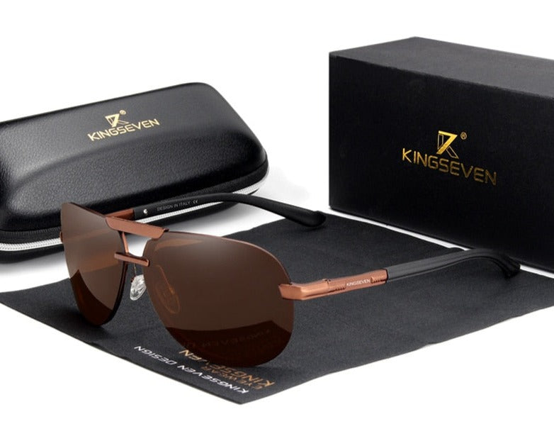Brown Kingseven Rimless Aviator sunglasses