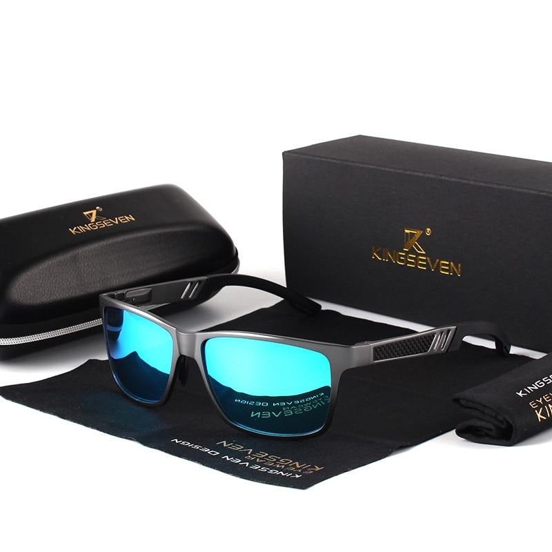Mirror blue lens with gray frame Kingseven Aluminium Square-Frame sunglasses