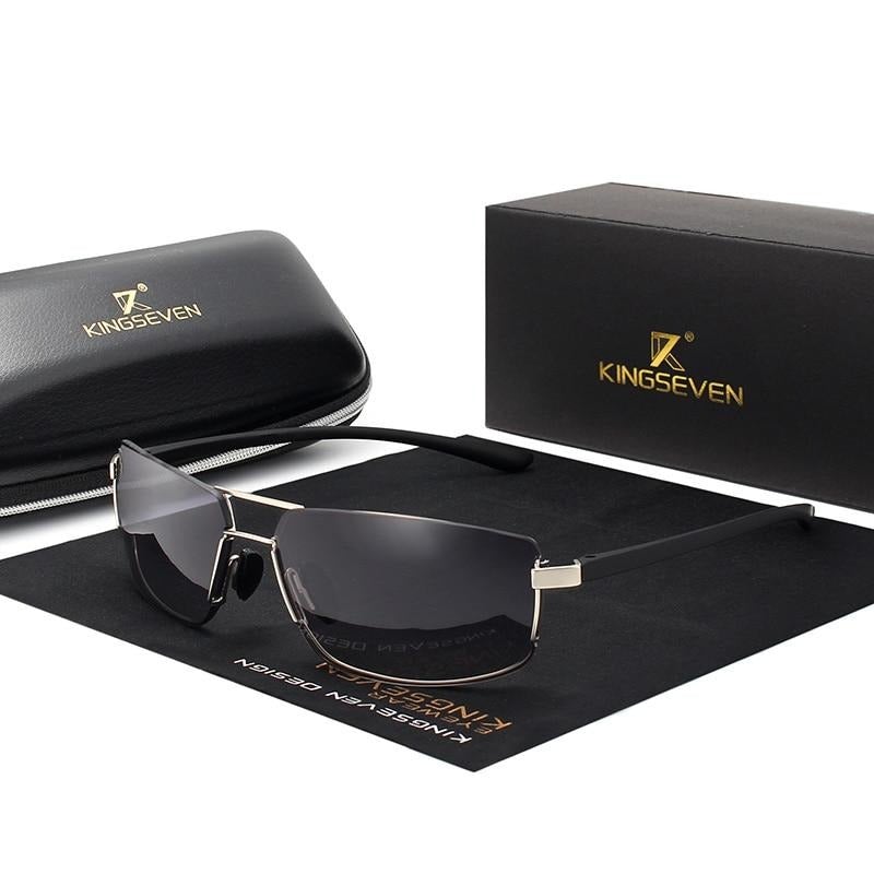 Silver and black Kingseven Men's Classic Rimless sunglasses