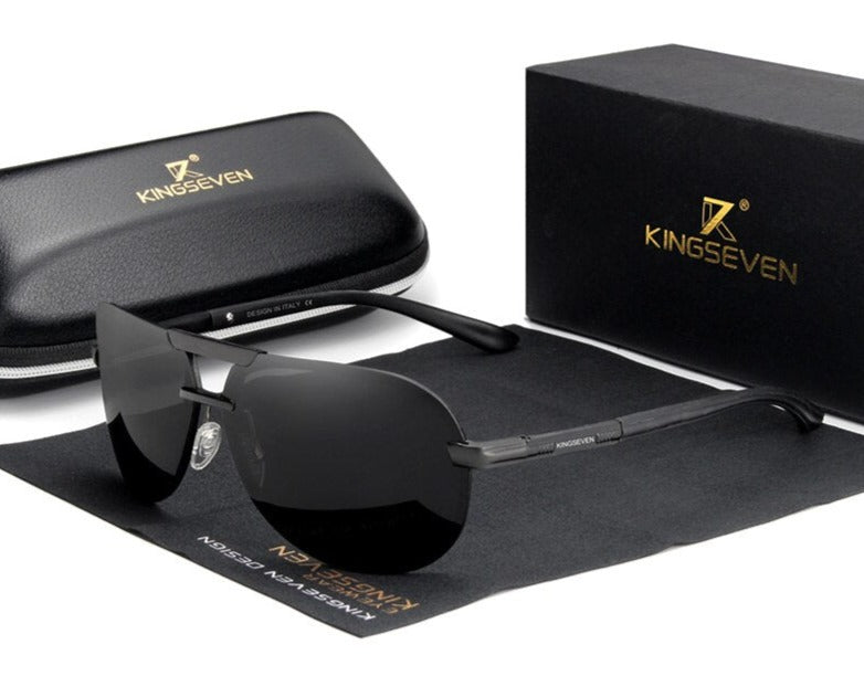 Black Kingseven Rimless Aviator sunglasses