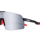 Mirror silver lens with black frame KDEAM Rimless Thin-Frame Shield sunglasses