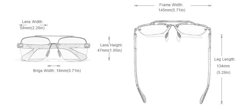 Kingseven Retro-Square sunglasses product dimensions