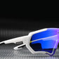 Blue lens with white frame KDEAM Polarised Mirror Lens Shield sunglasses