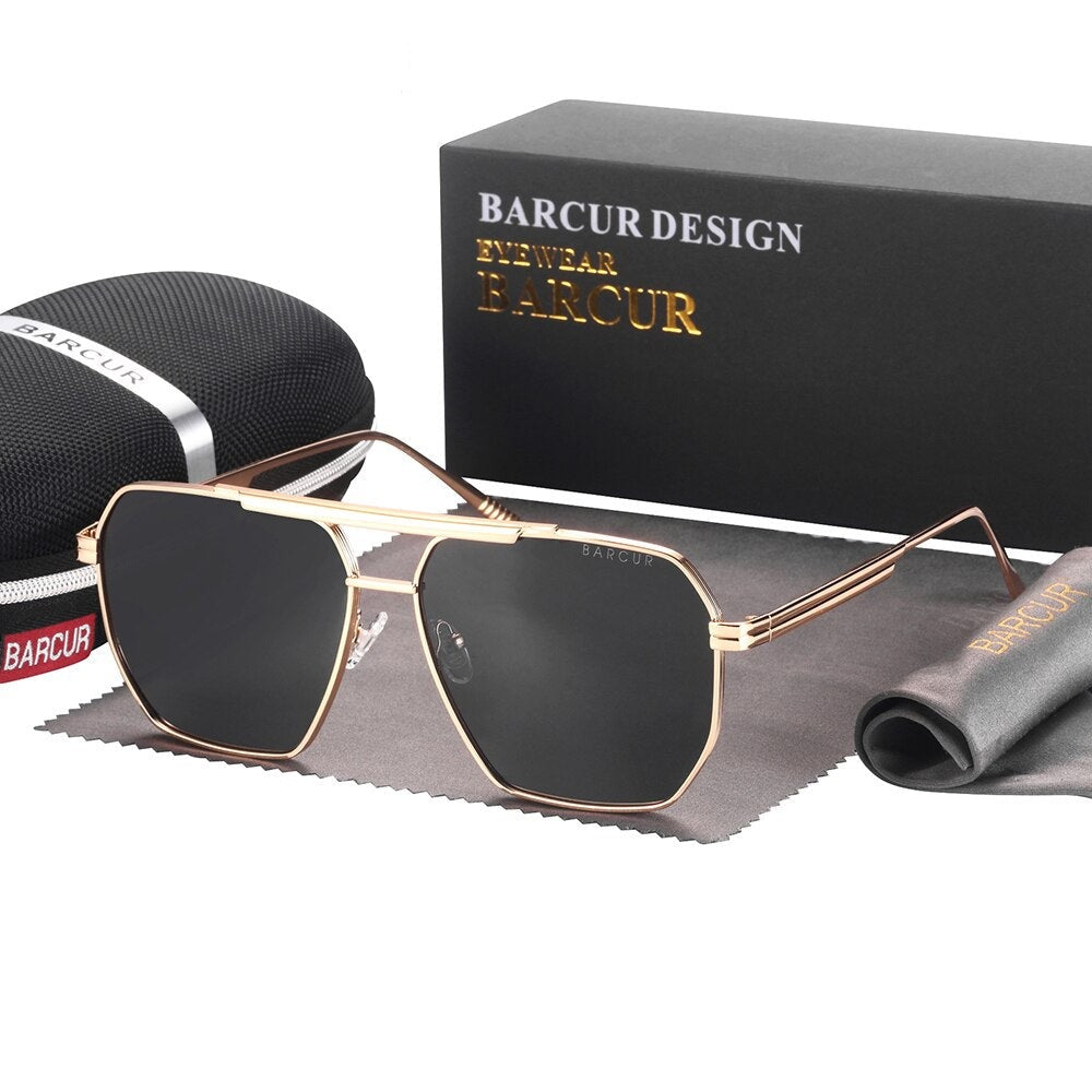 Gold black Barcur Oversized Hex sunglasses