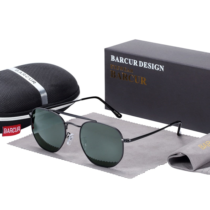 Black and green coloured Barcur Hex sunglasses