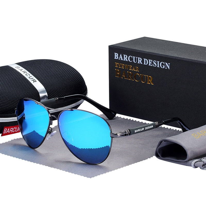 Mirror blue lens Barcur Pilot Gradient sunglasses