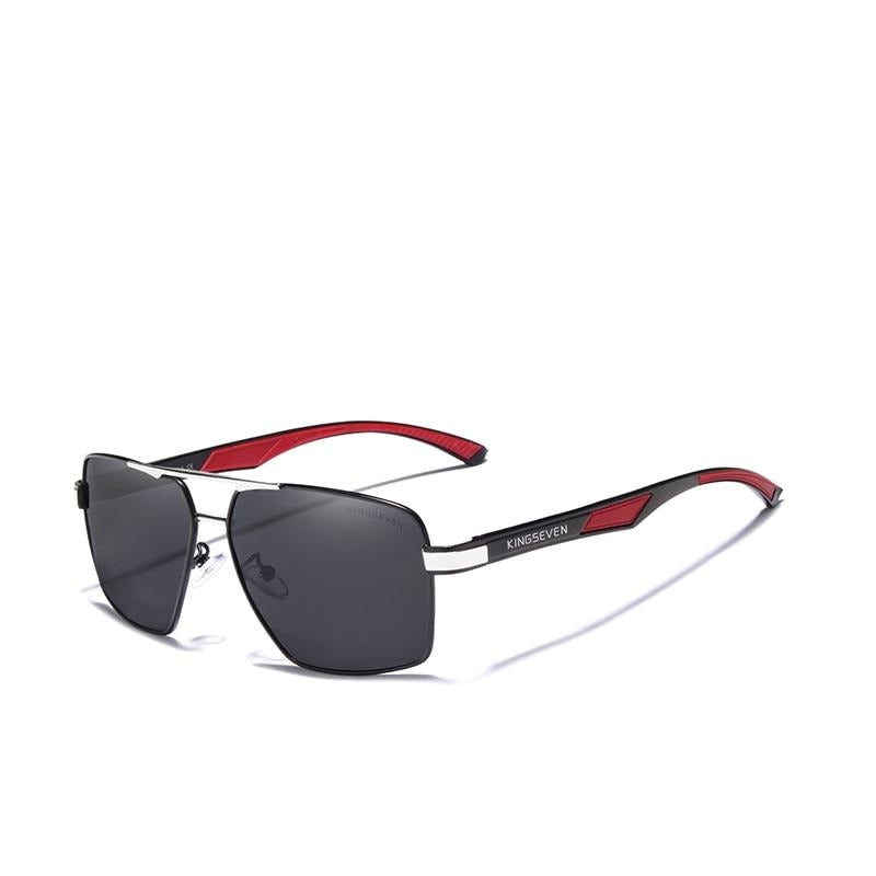 Red-Grey Square Frame Sunglasses