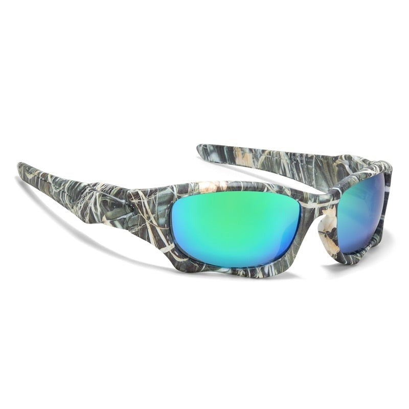 Camouflage frame with mirror green lens KDEAM Cutting-Frame Sport sunglasses