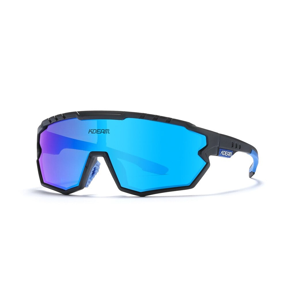 Mirror blue lens KDEAM Full-Frame TR90 Sport sunglasses