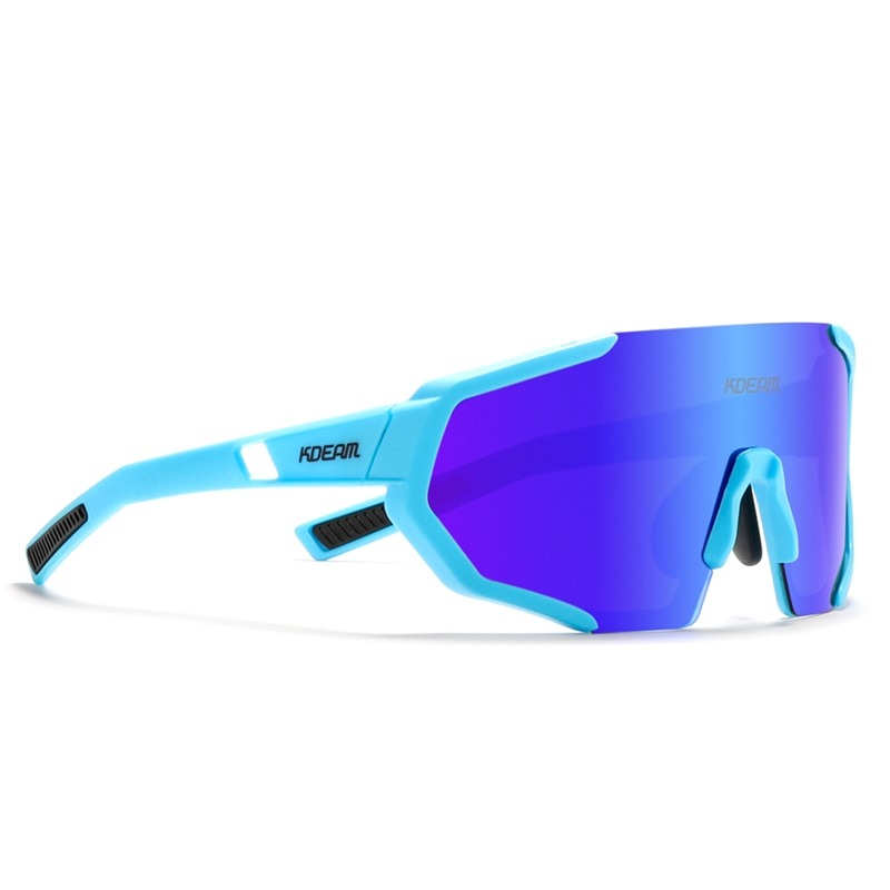 Blue lens with light blue frame KDEAM TR90 Shield-Lens sunglasses