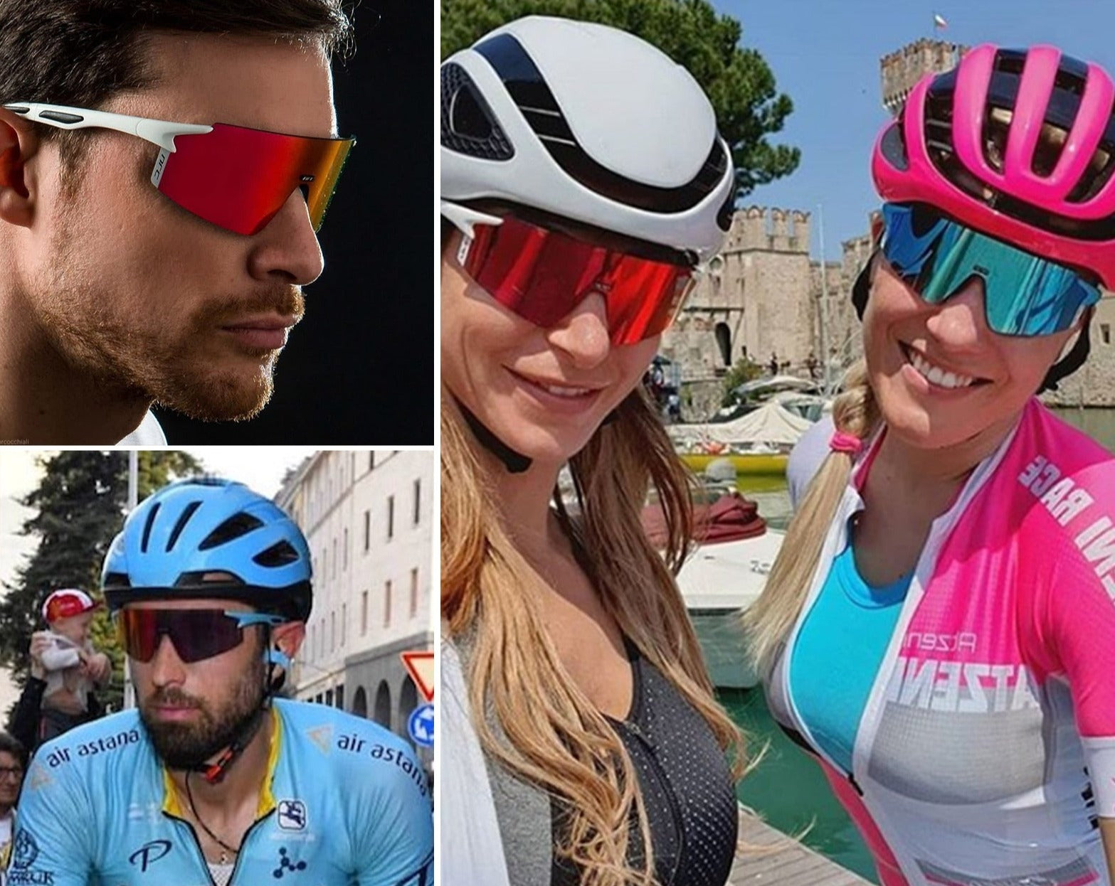Cyclists wearing the NRC Photochromic Cycling glasses