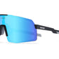 Mirror ice blue lens with black frame KDEAM Rimless Thin-Frame Shield sunglasses