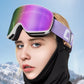 Female model wearing lavender Copozz Pro Ski Goggles
