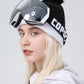 Female model wearing mirror silver lens Copozz Aurora Ski goggles