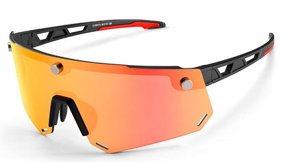 Red and black RockBros Magnetic Split Cycling glasses