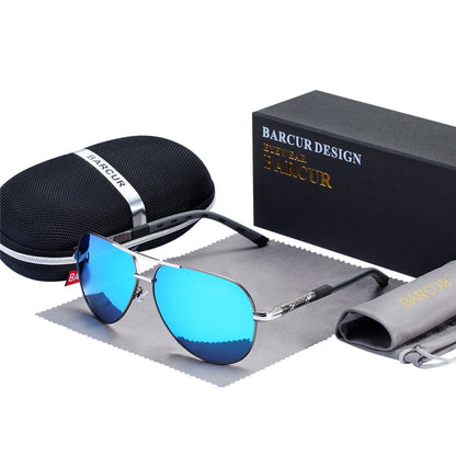 Mirror blue lens Barcur Vintage Aviator sunglasses