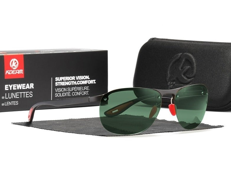 Army green KDEAM Rimless Oval-Frame sunglasses