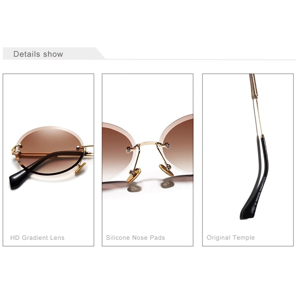 Kingseven Oval Rimless sunglasses product feature display