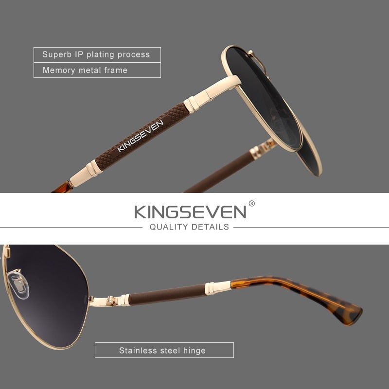 Kingseven Aviator sunglasses product feature display