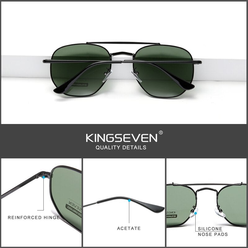 Kingseven Polarised Hexagon sunglasses product features display