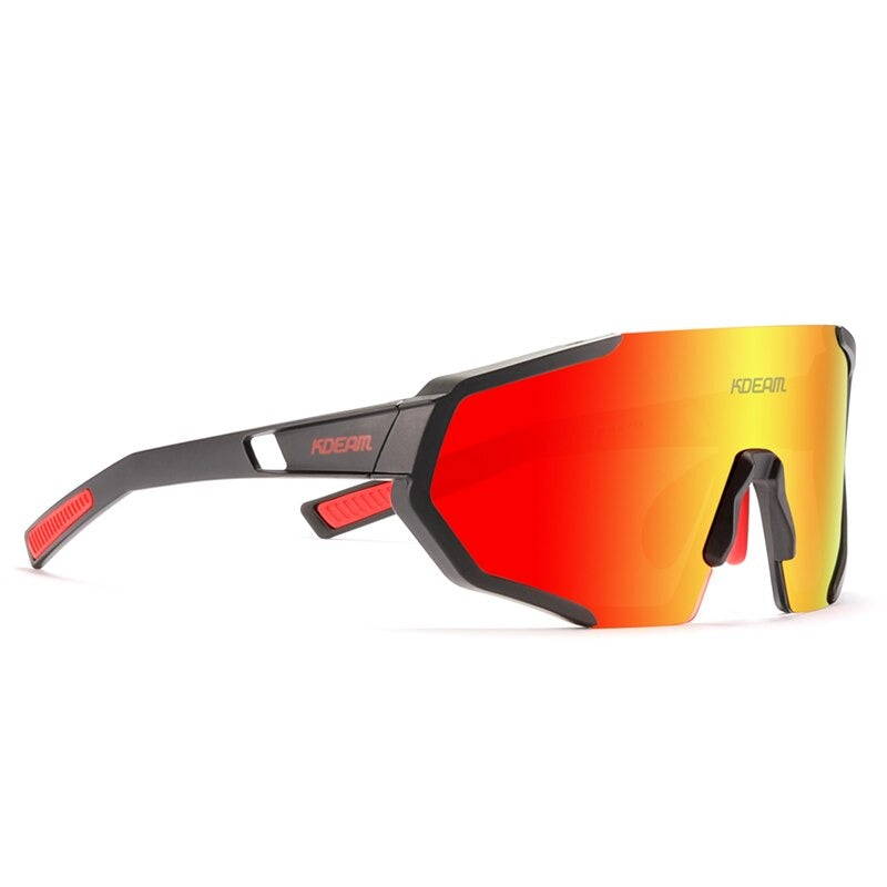 Mirror red lens with black frame KDEAM TR90 Shield-Lens sunglasses