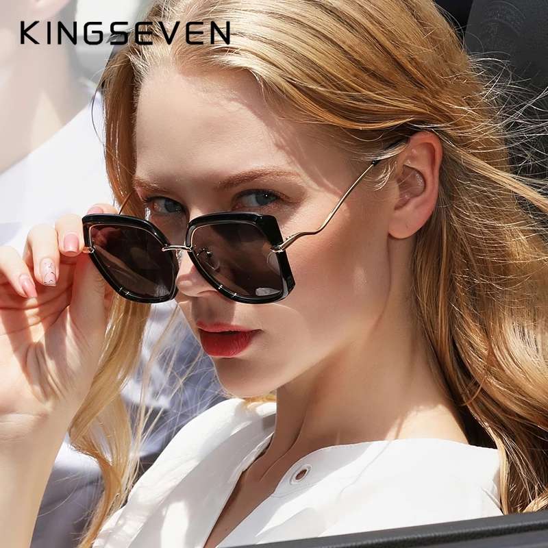 Woman wearing Kingseven Butterfly Frame sunglasses