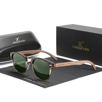 Green lens Kingseven Black Walnut sunglasses