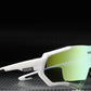 Lizard green lens with white frame KDEAM Polarised Mirror Lens Shield sunglasses