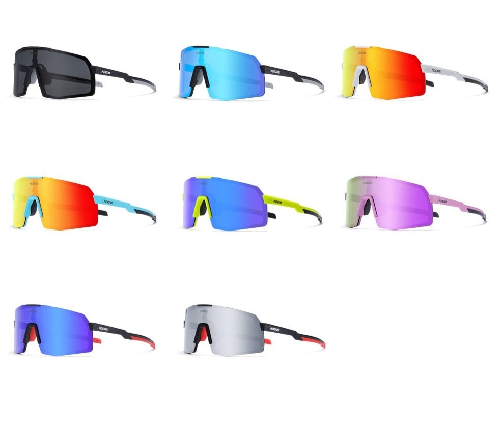 Showcase of the different coloured KDEAM Rimless Thin-Frame Shield sunglasses