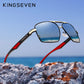 Kingseven Men's Square-Frame sunglasses displayed on rocks at the beach