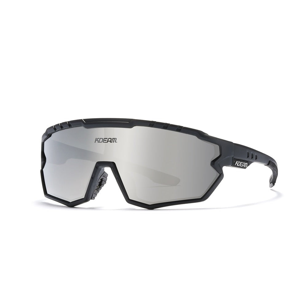 Mirror silver lens KDEAM Full-Frame TR90 Sport sunglasses