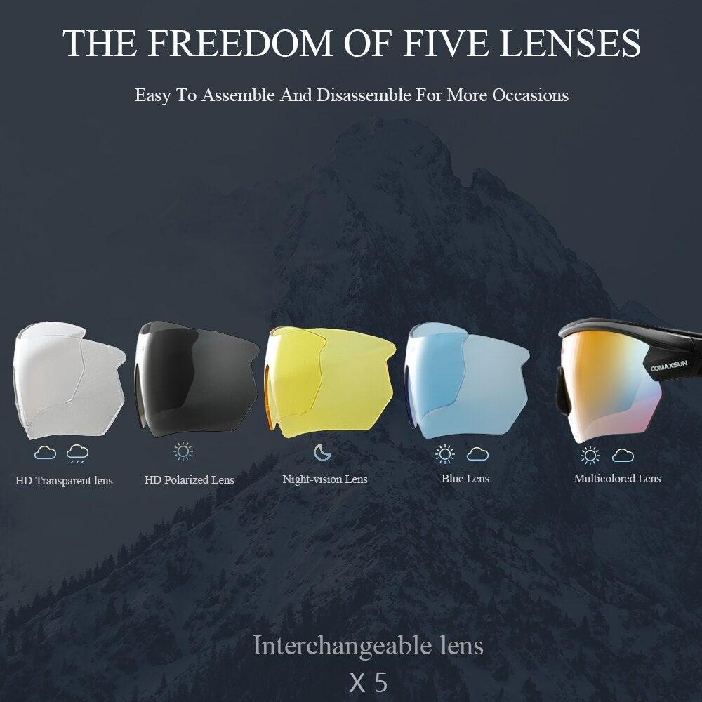 Display of Comaxsun UV400 Cycling sunglasses lenses