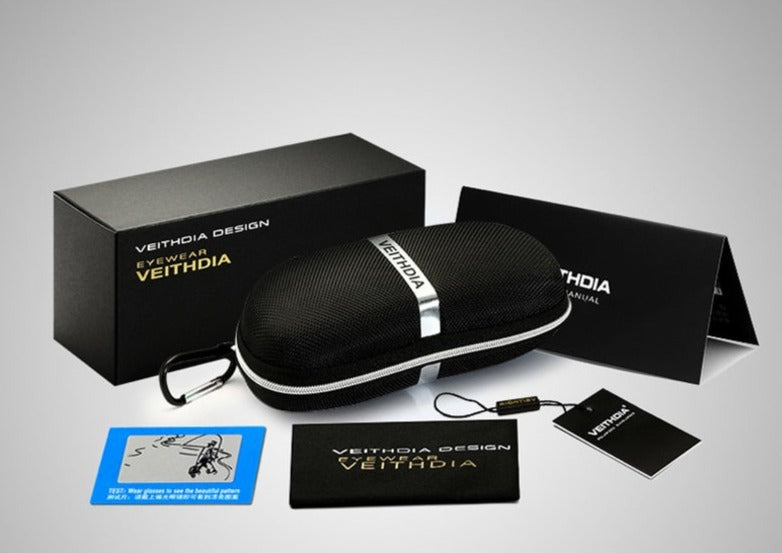 Veithdia Thin Square sunglasses packaging show