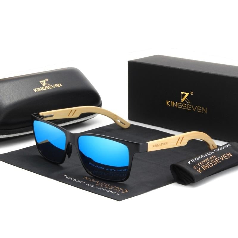 Mirror blue lens Kingseven Bamboo sunglasses