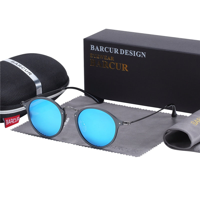 Mirror blue lens Barcur Vintage Round-Frame sunglasses