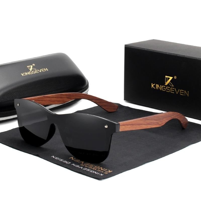 Black lens Kingseven Polarised Wooden sunglasses
