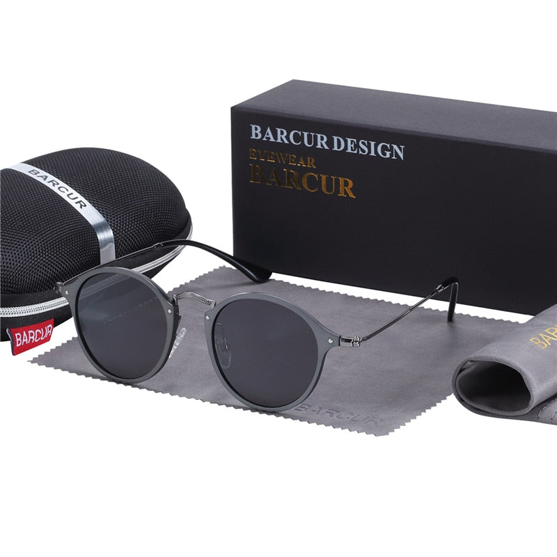 Gun gray Barcur Vintage Round-Frame sunglasses