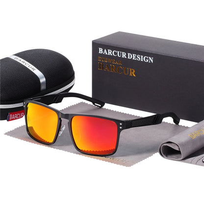 Orange mirror lens Barcur Aluminium Square sunglasses
