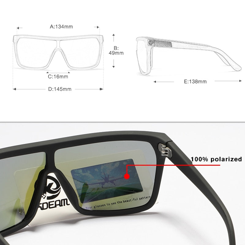 KDEAM One-Piece Lens sunglasses product dimensions