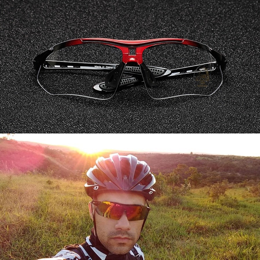 Cyclist wearing Comaxsun Polarised Cycling sunglasses