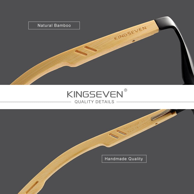 Kingseven Bamboo sunglasses product feature display