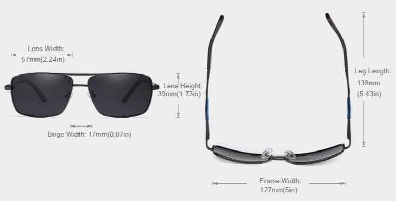 Kingseven Pilot Square sunglasses product dimensions