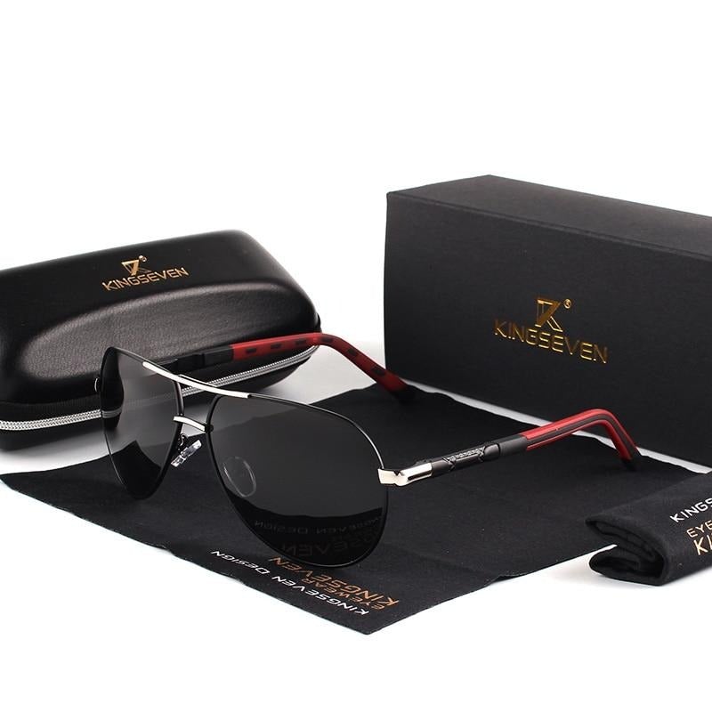 Silver and black Kingseven Classic Pilot sunglasses
