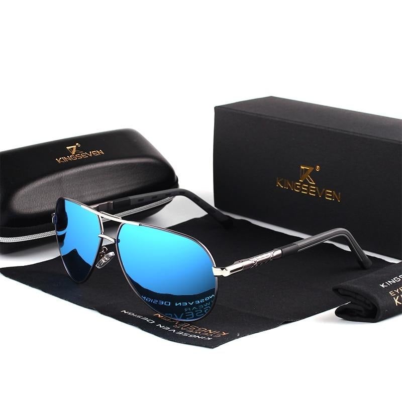 Mirror blue lens Kingseven Classic Pilot sunglasses