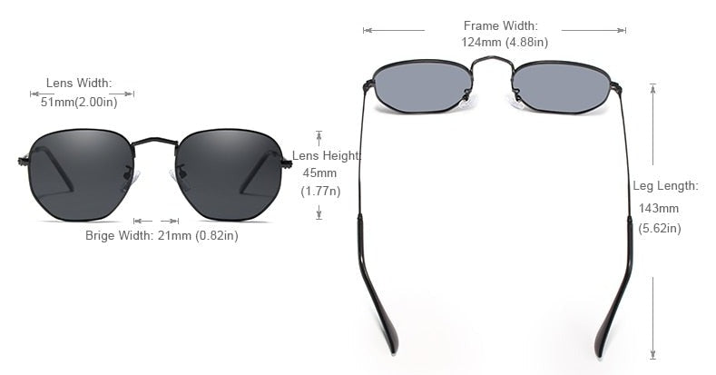 Kingseven Retro-Hex sunglasses product dimensions