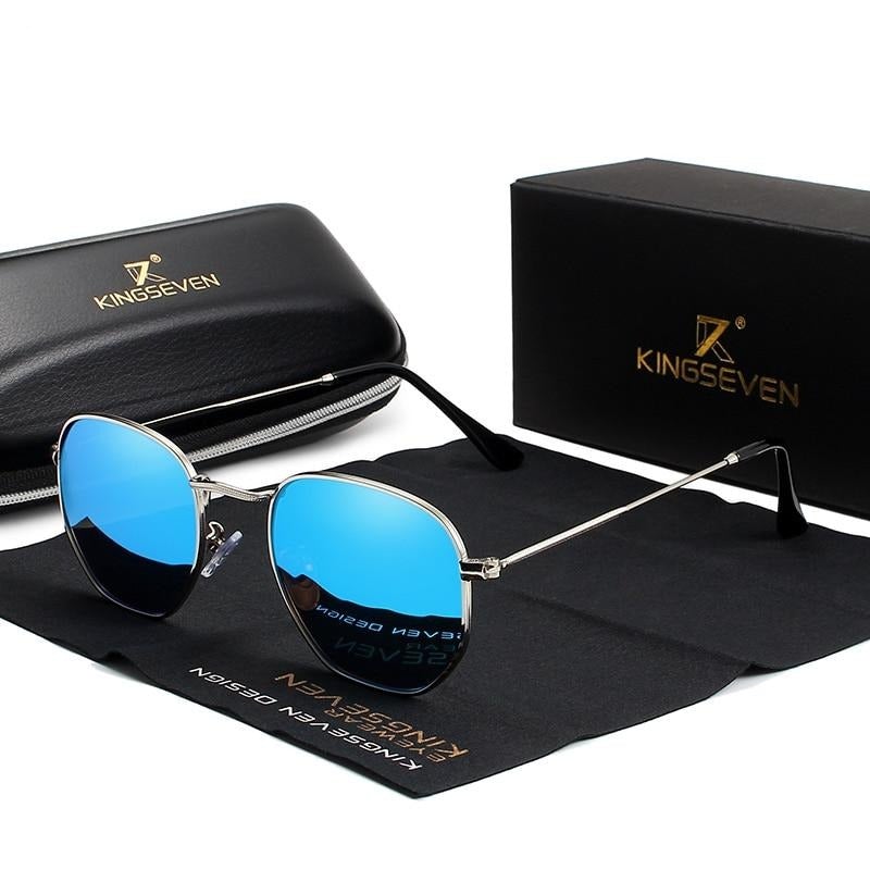 Mirror blue lens Kingseven Retro-Hex sunglasses