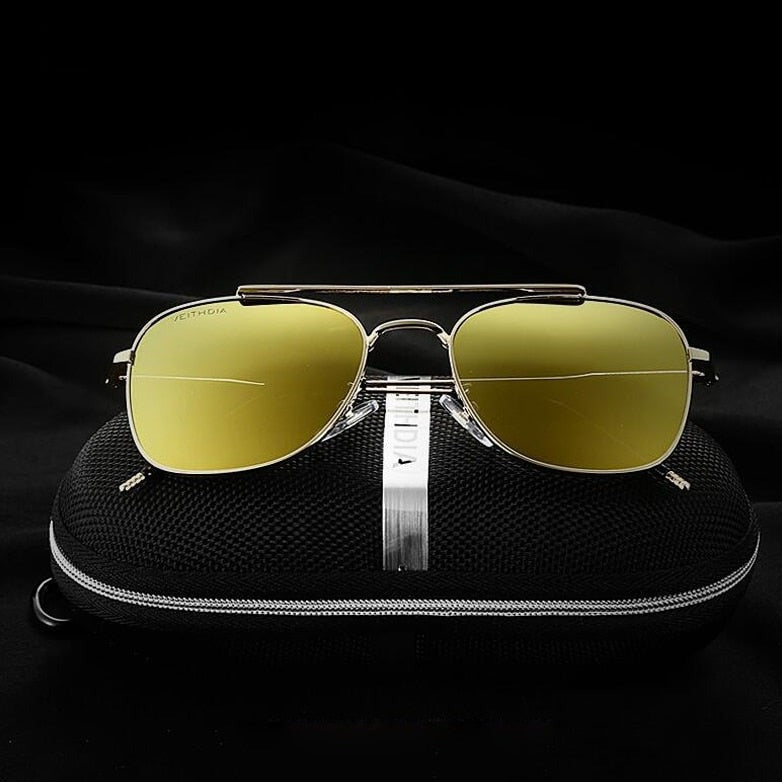 Gold Veithdia Square Aviator sunglasses front display