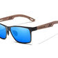 Mirror blue lens Kingseven Aluminium & Walnut sunglasses