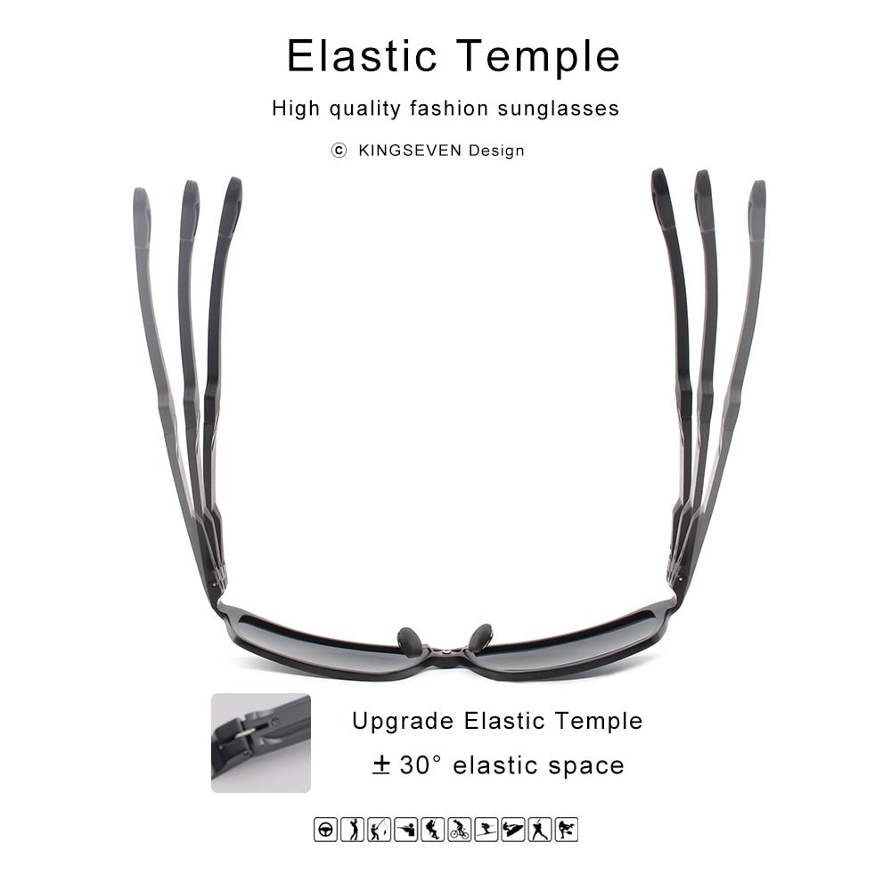 Kingseven Aluminium Square-Frame sunglasses elastic temple feature display